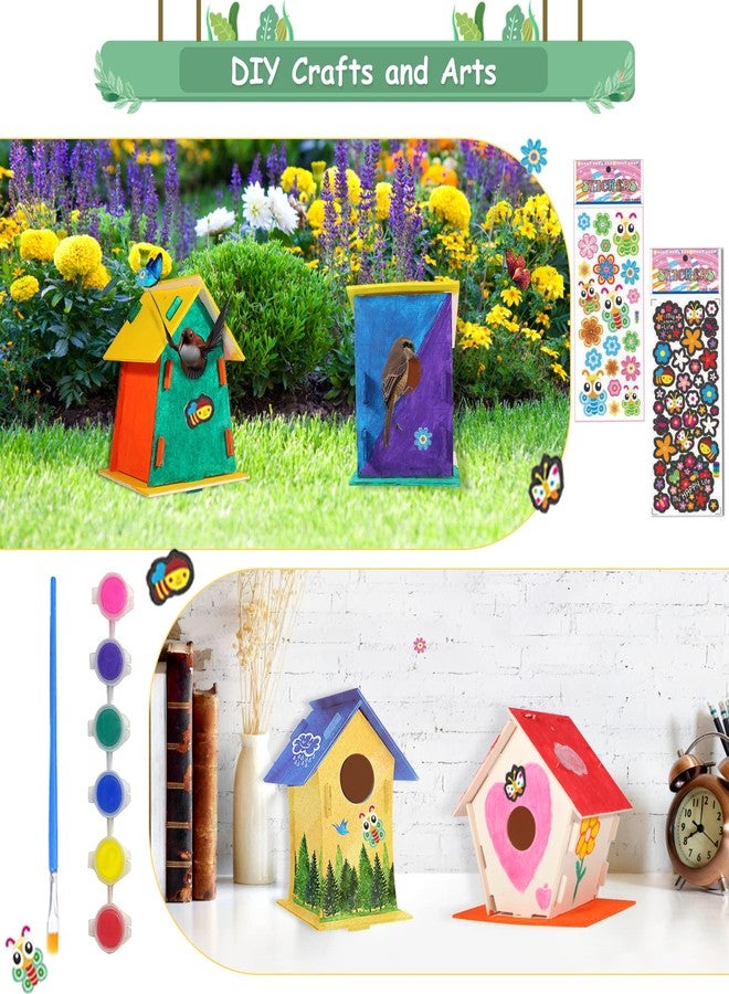 ILHSTY 12 Pack Large DIY Bird Houses Kits for Kids, Kids Craft Kits Wood Houses for DIY Crafts Class Party, 12 Birdhouse Kits with 12 Paint Strips & Paintbrushes & Stickers for Children to Build & Paint (12) - Image 5